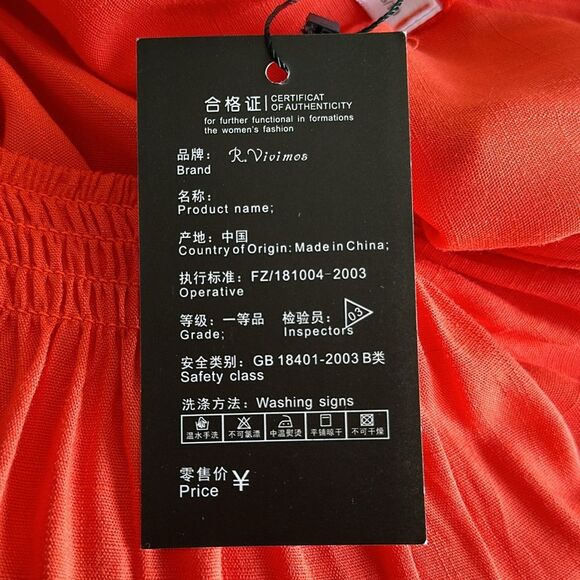 NWT Vivimos Women’s Tangerine Sunset Halter Tiered Maxi Dress Boho Size M - Picture 8 of 9